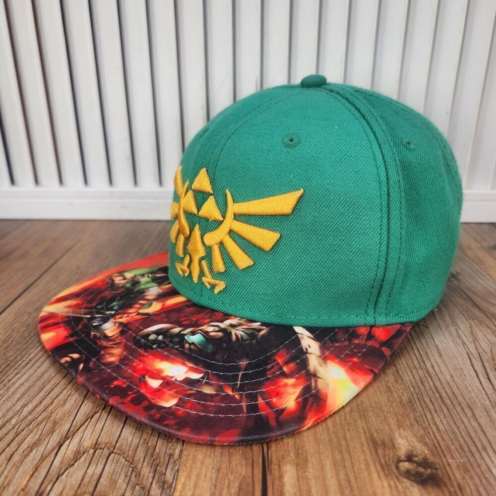 Legend of Zelda Link Triforce Snapback Hat Cap Green Wingcrest Video Game Adult